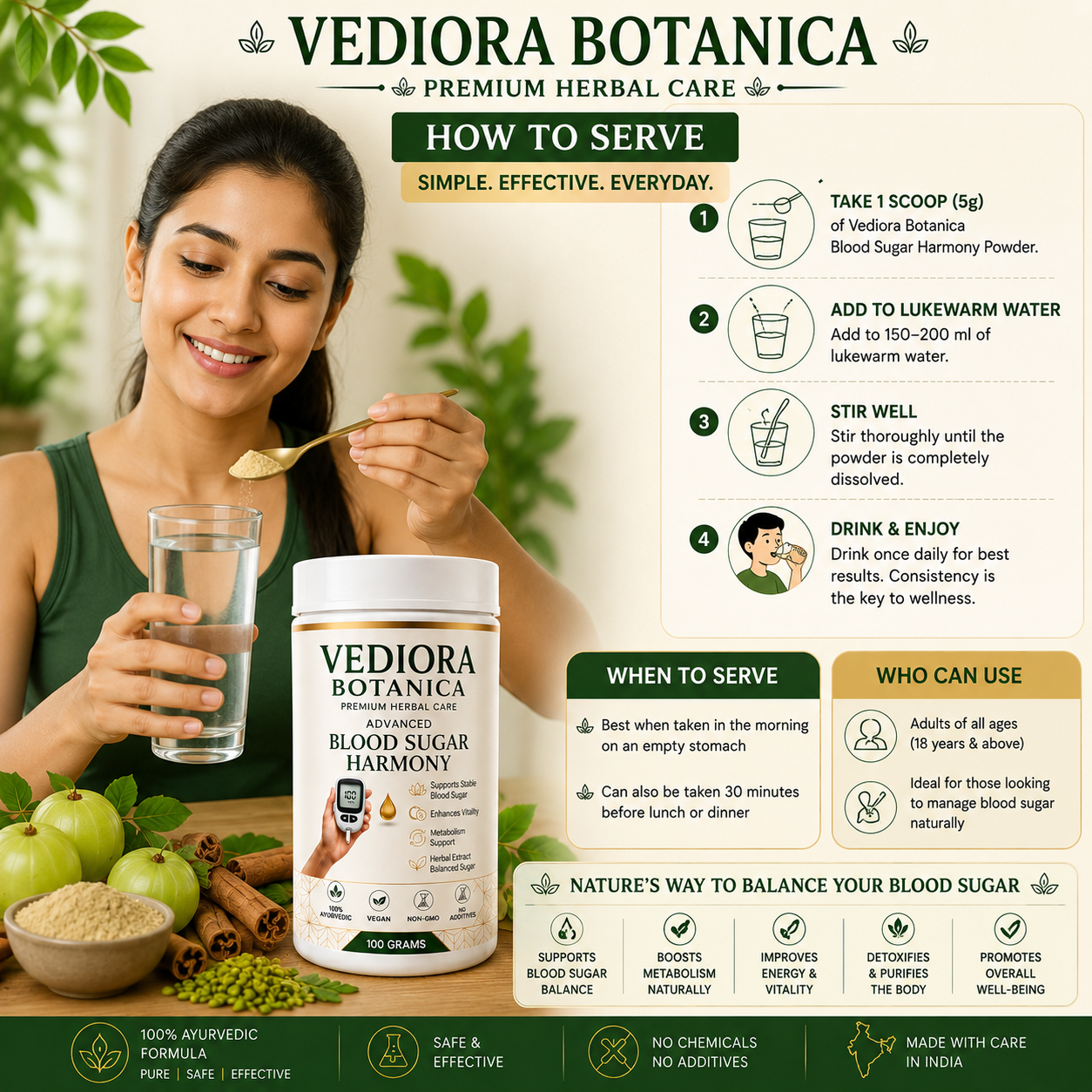VEDIORA BOTANICA ® DIABETES BLOOD SUGAR POWDER 60DAYS CHALLENGE