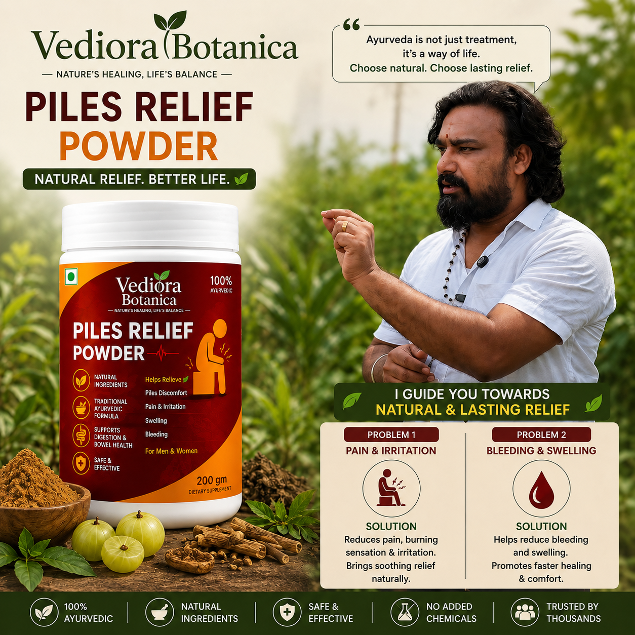 VEDIORA BOTANICA ® PILES RELIEF POWDER-30 DAYS CHALLENGE