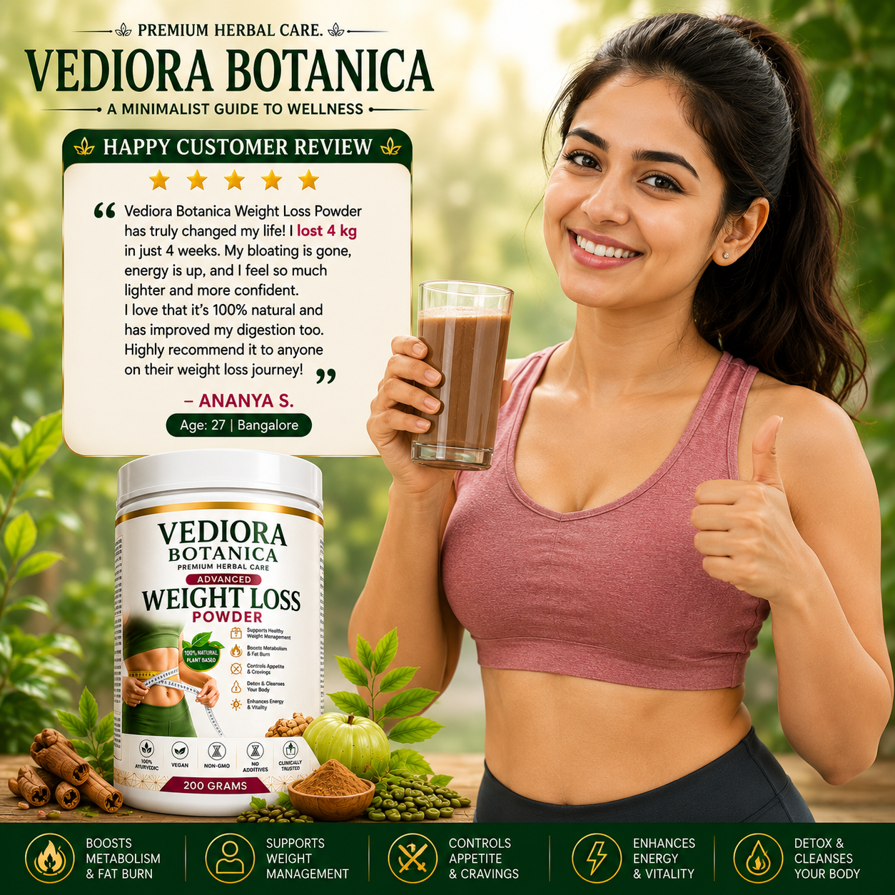 VEDIORA BOTANICA WEIGHT LOSS POWDER 30DAYS CHALLENGE